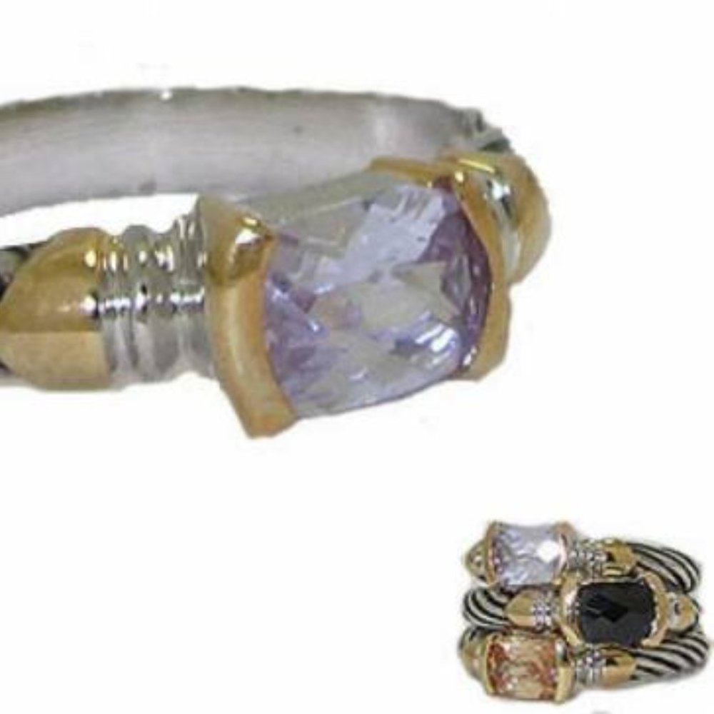 Antique Cable Ring Stack Stone Lavender 18kt Nwt - image 3